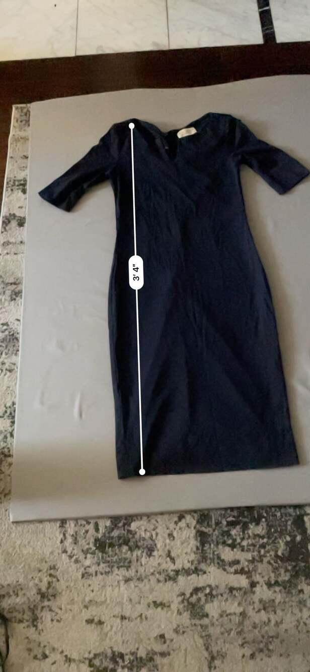 M.M.LaFleur Navy Notch Neck Sheath Midi Dress - Picture 5 of 6